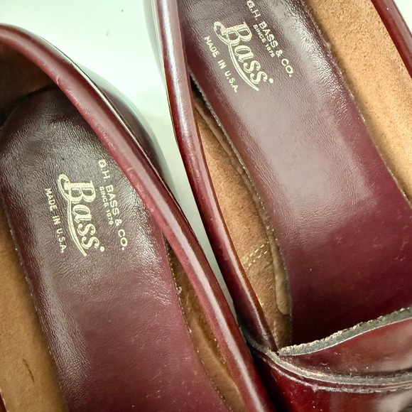 GH Bass Weejuns Vintage Penny Loafers Wine Leather Made in USA 5.5 - Picture 2 of 9